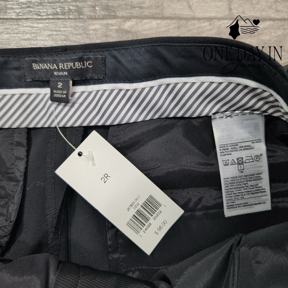 Banana Republic Ryan Italian Wool Dress Pants Black NWT Size 2 - Picture 2 of 8